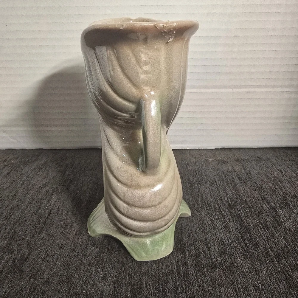 Vintage Abstract Art Nouveau Fish Mouth Figure 8 Ceramic Art Pottery Vase Brazil